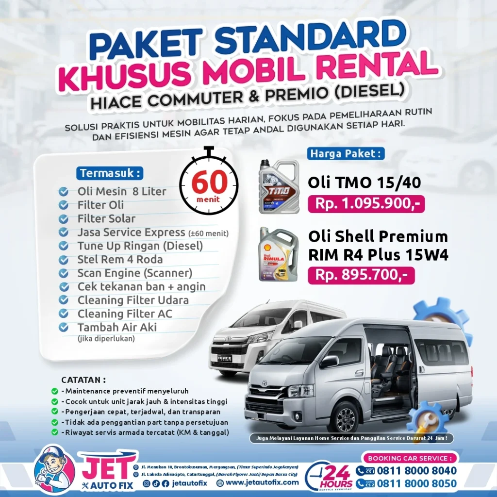 Paket Standar Mobil Rental Hiace - Service Hiace Commuter Premio Jogja