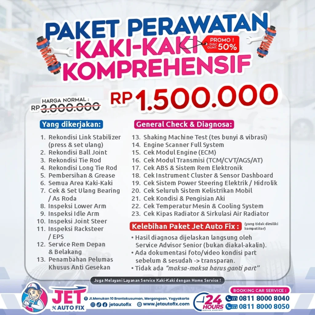 Paket Perawatan Kaki Kaki Komprehensif - Servis Kaki-Kaki Mobil Jogja Diskon 50%