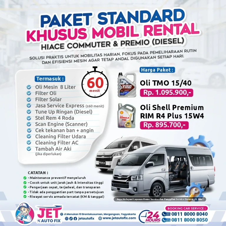 Paket Standar Mobil Rental Hiace - Bengkel Hiace Jogja Jet Auto Fix